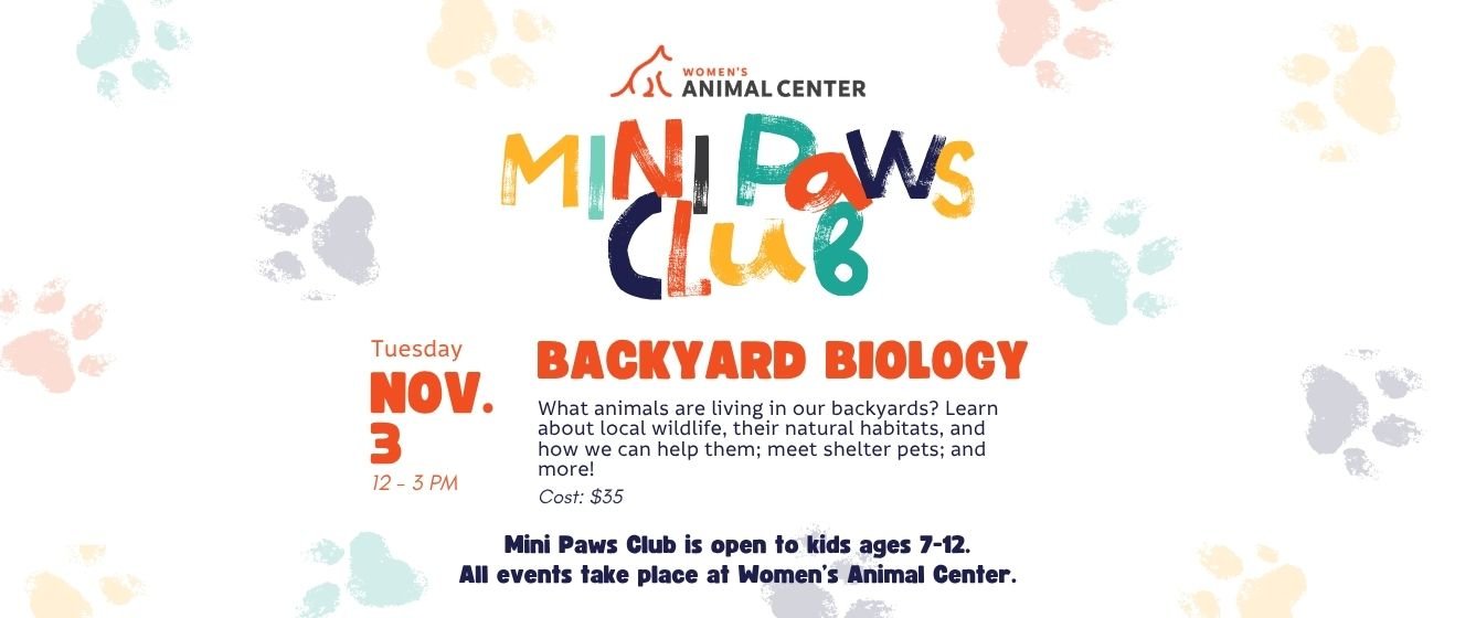 Mini Paws Club: Backyard Biology. Tuesday, November 3, 2026. 5-7 PM.